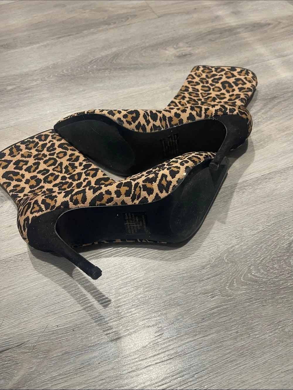 Steve Madden Leopard Print Pointed Toe Stiletto Ankle Boots - Tan/Black
